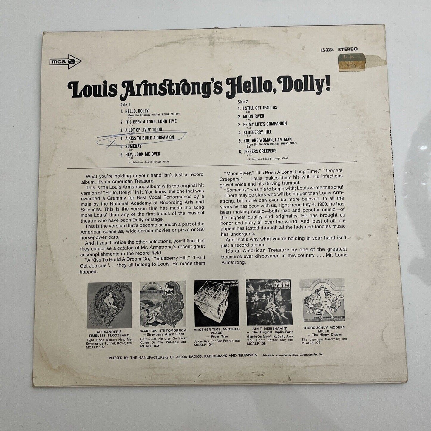 Louis Armstrong – Hello, Dolly! LP 1964 Vinyl Record KS-3364