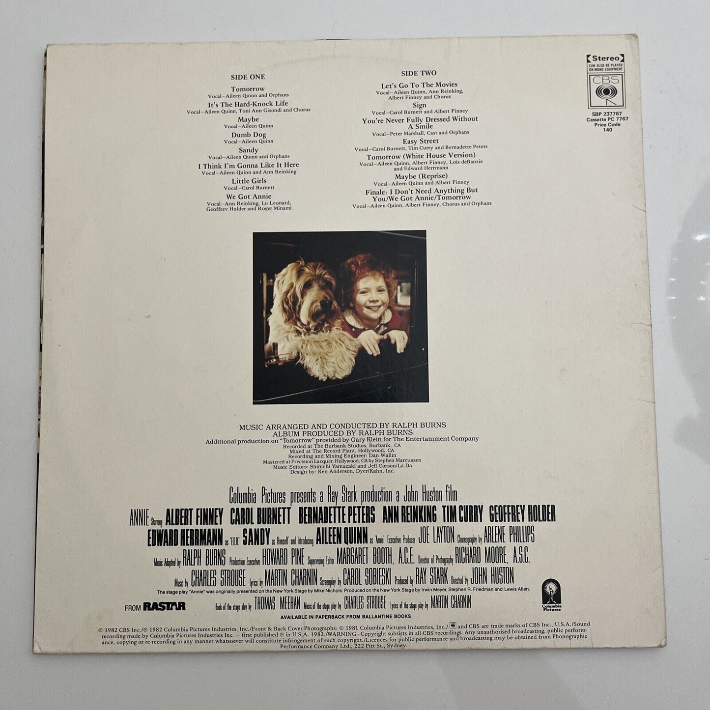 Annie Original Motion Picture Soundtrack LP 1982 Vinyl Record SBP-237767