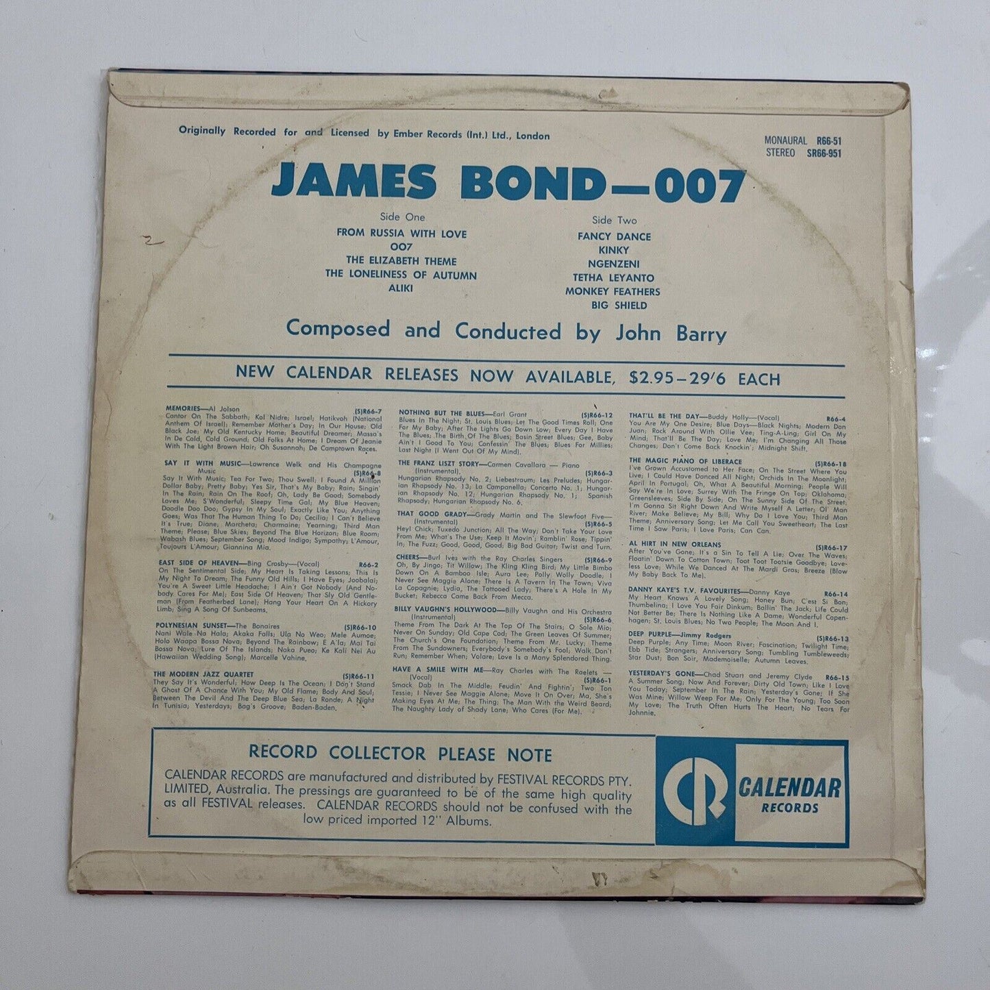 John Barry – James Bond 007 From Russia with Love LP 1966 Vinyl Record R66-51