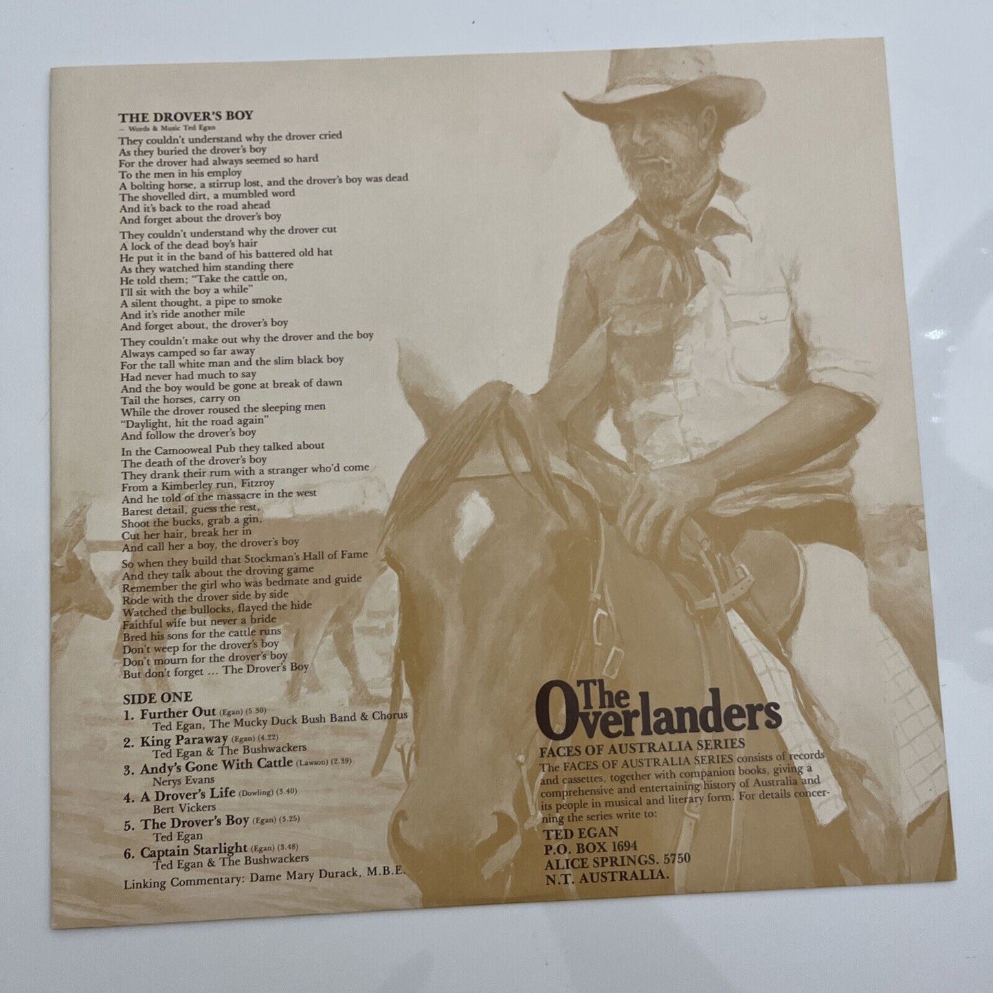 Ted Egan - The Overlanders Vinyl Record LP 1982 TELP-1001 *Signed Copy