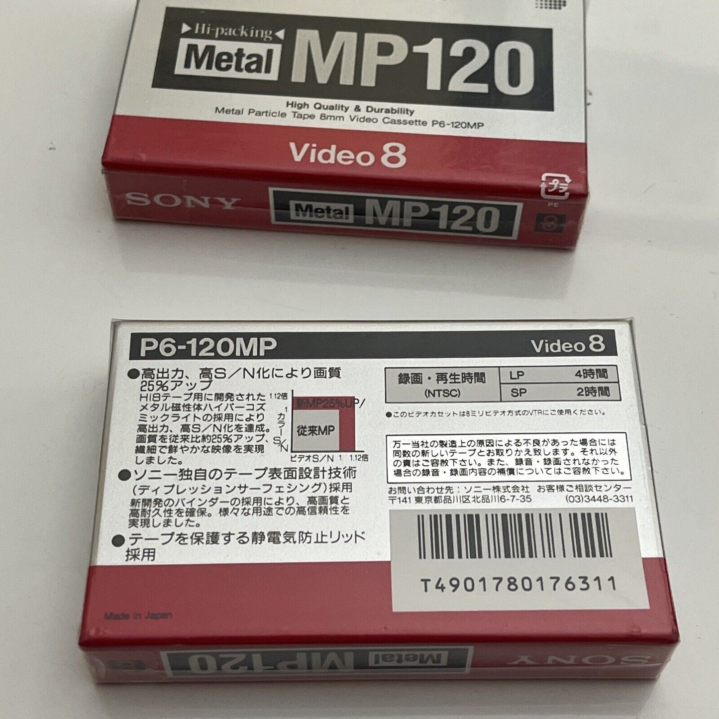 *New Sealed* 2x Sony Metal MP120 Video 8 Cassette 120 Minutes