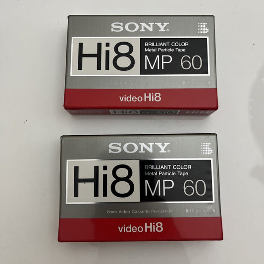 *New Sealed* 2x Sony MP60 Hi8 Cassette Tape 60 Minutes