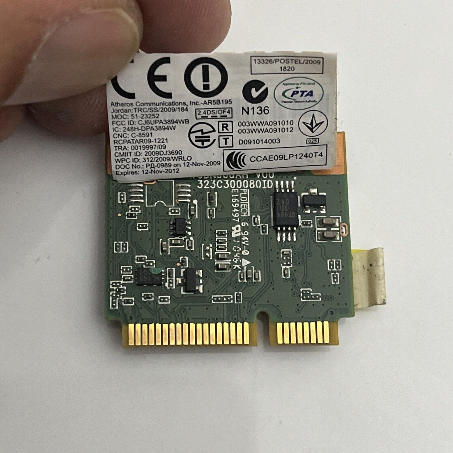 Atheros AR5B195 Wireless Bluetooth Network Adapter PCI Express Mini half