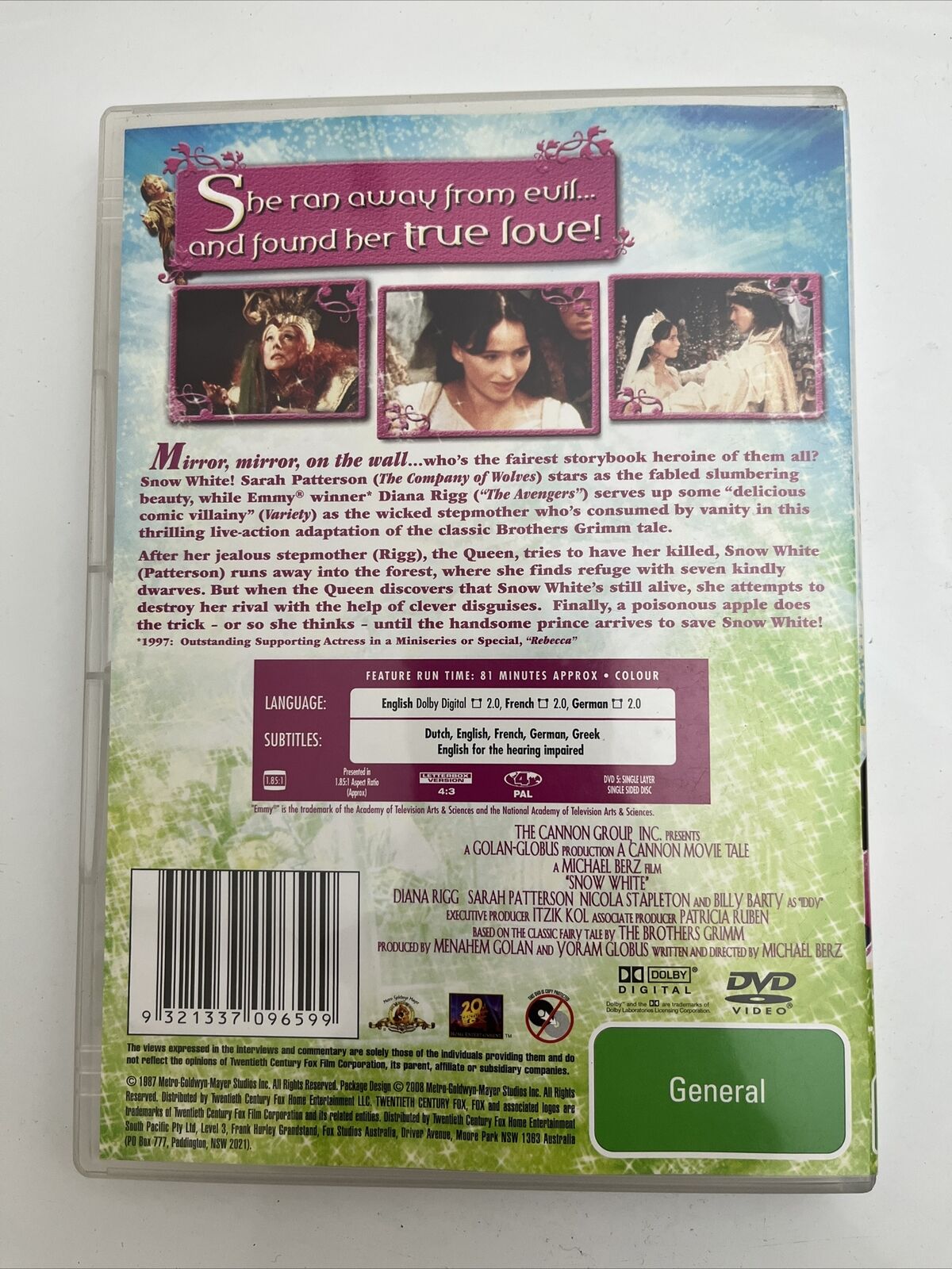 Snow White (DVD, 1987) Sarah Patterson, Billy Barty, Diana Rigg Region 4 NEW