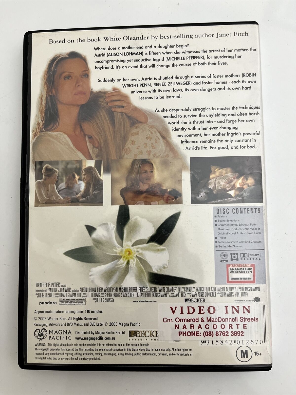 White Oleander  (DVD, 2002) Alison Lohman, Michelle Pfeiffer Region 4