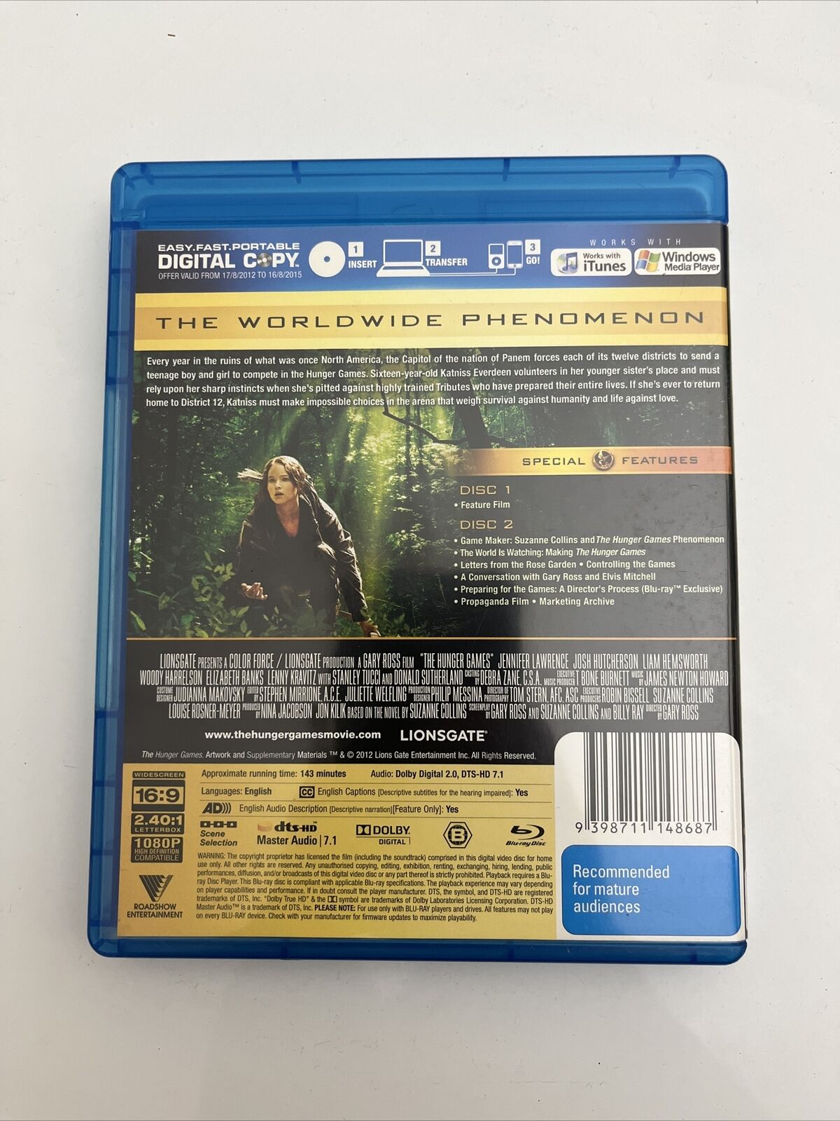 The Hunger Games (Blu-ray, 2011)  Jennifer Lawrence Region B