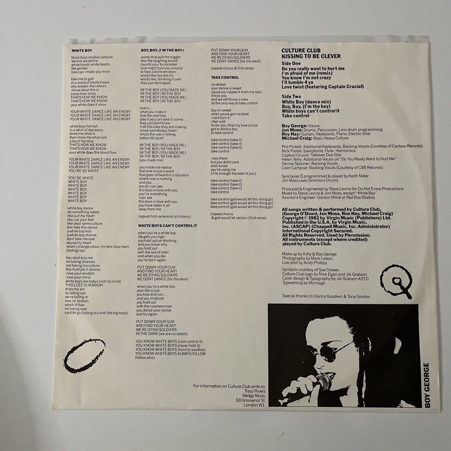 Culture Club - Kissing To Be Clever LP Vinyl Record 1982 FE 38398