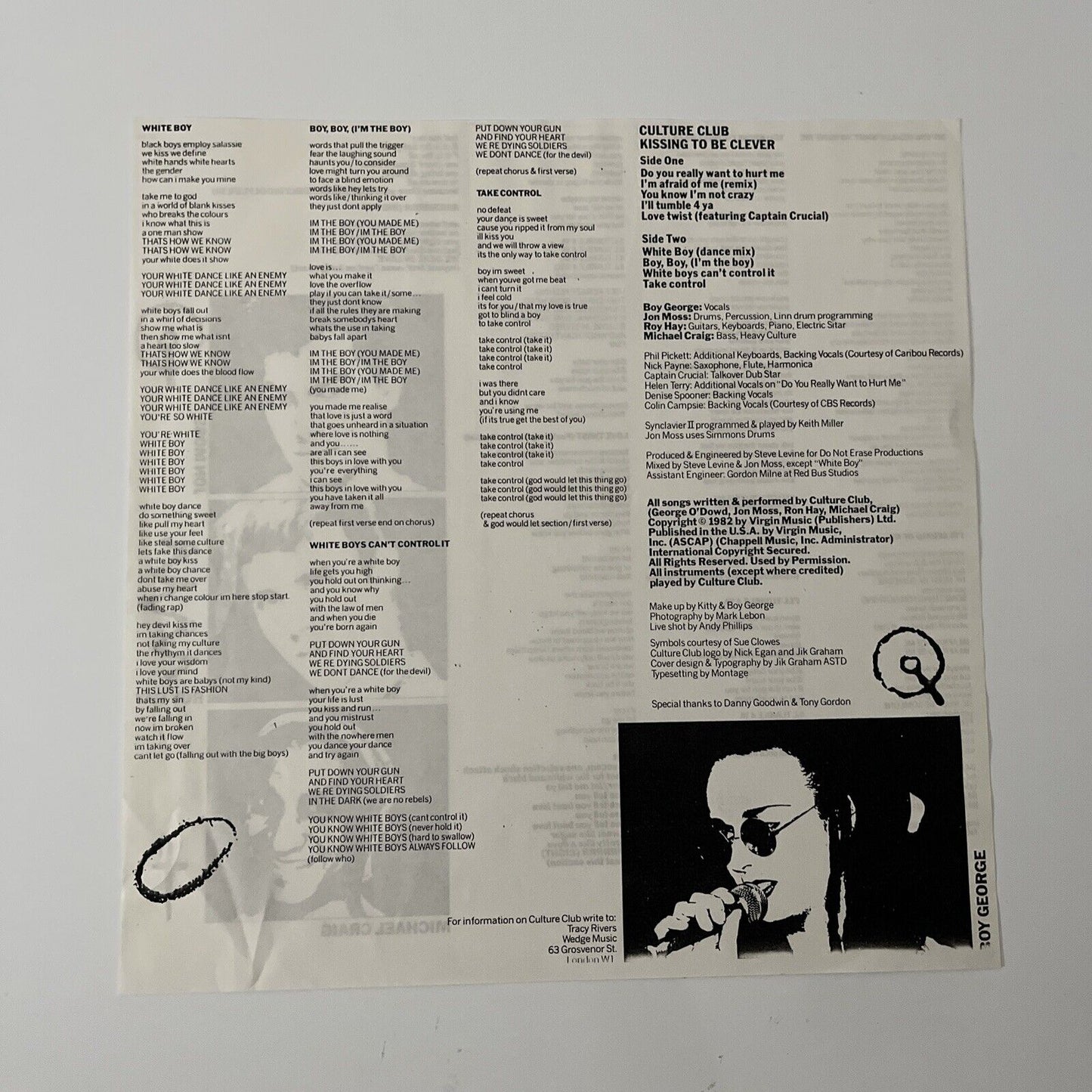 Culture Club - Kissing To Be Clever LP Vinyl Record 1982 FE 38398