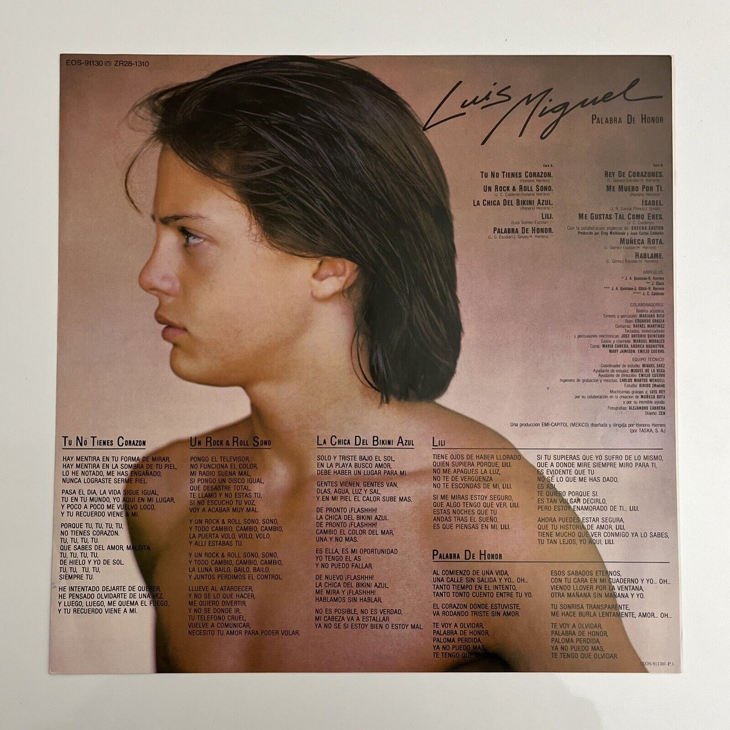 Luis Miguel – Palabra De Honor LP 1984 Vinyl 12" Record EOS-91130