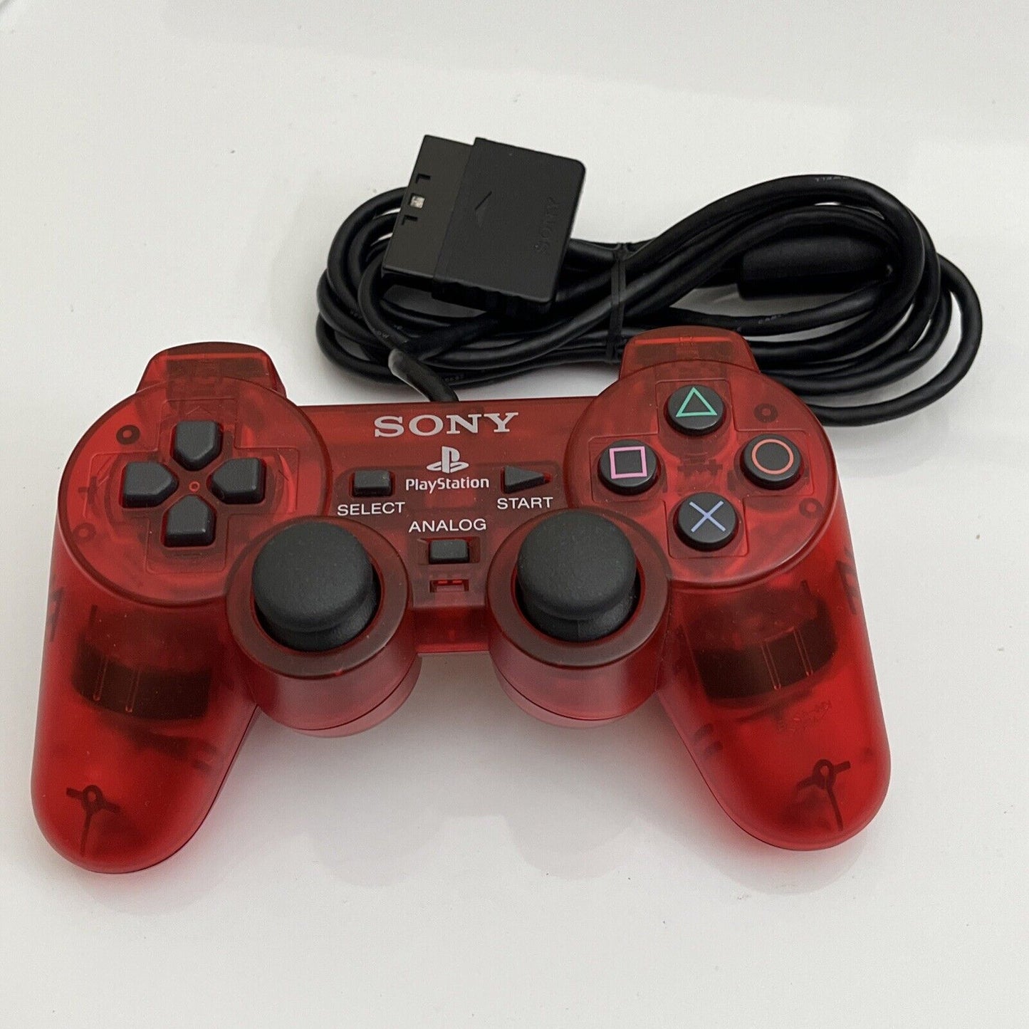 Official Sony Playstation 2 Dual Shock PS2 Controller Red Transparent