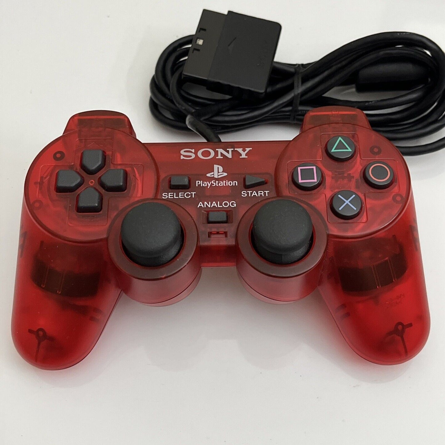 Official Sony Playstation 2 Dual Shock PS2 Controller Red Transparent