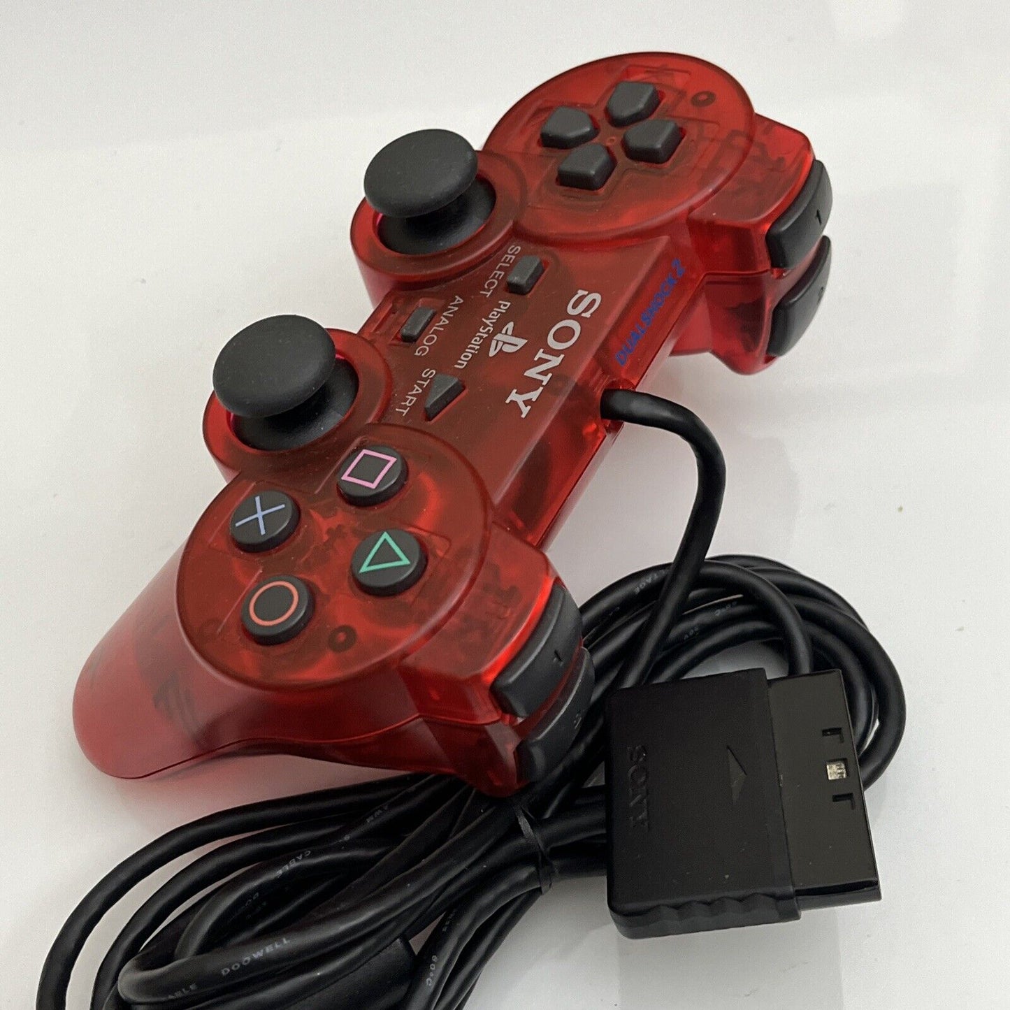 Official Sony Playstation 2 Dual Shock PS2 Controller Red Transparent