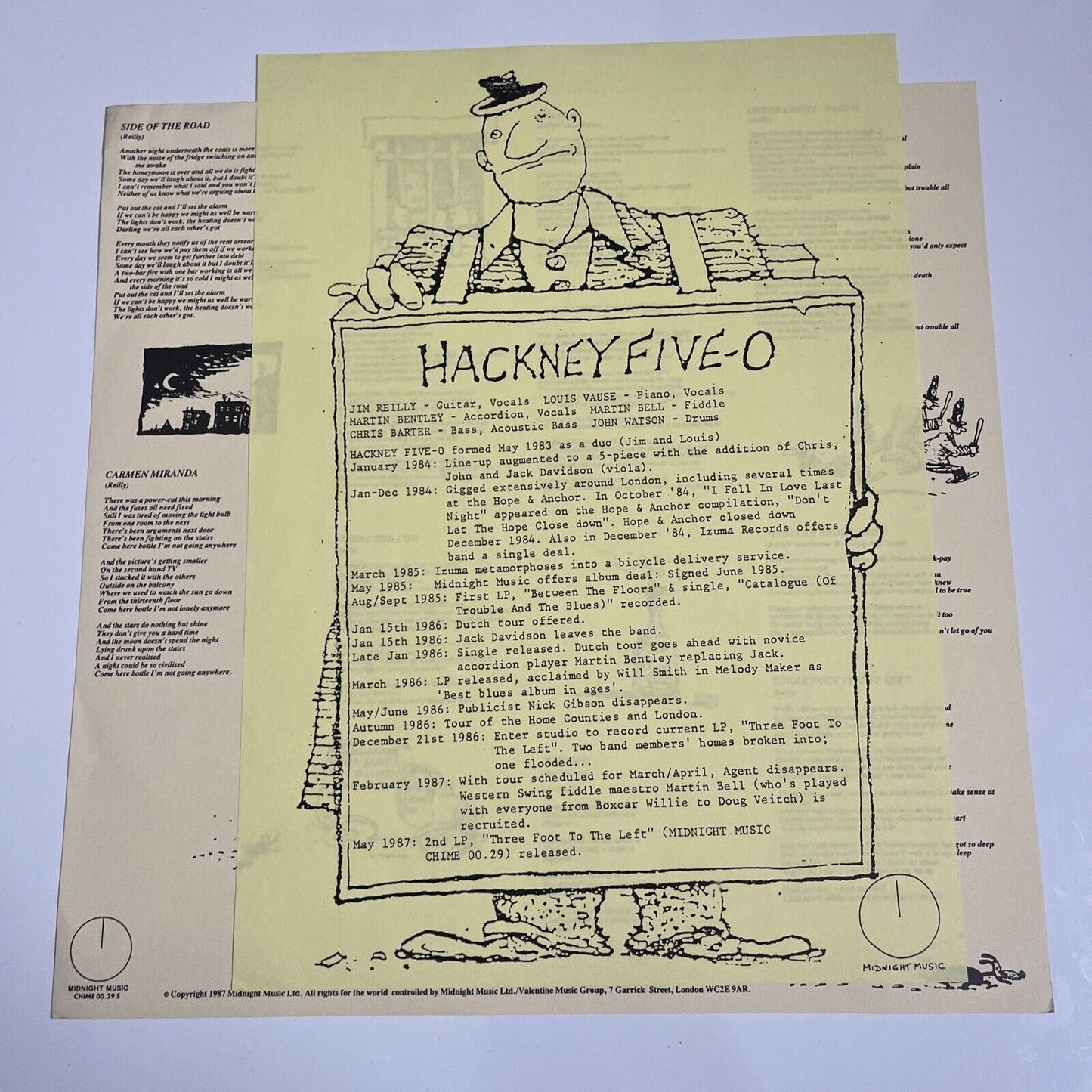 Hackney Five-O – Three Foot To The Left LP 1987 Vinyl Record CHIME 00.29 S