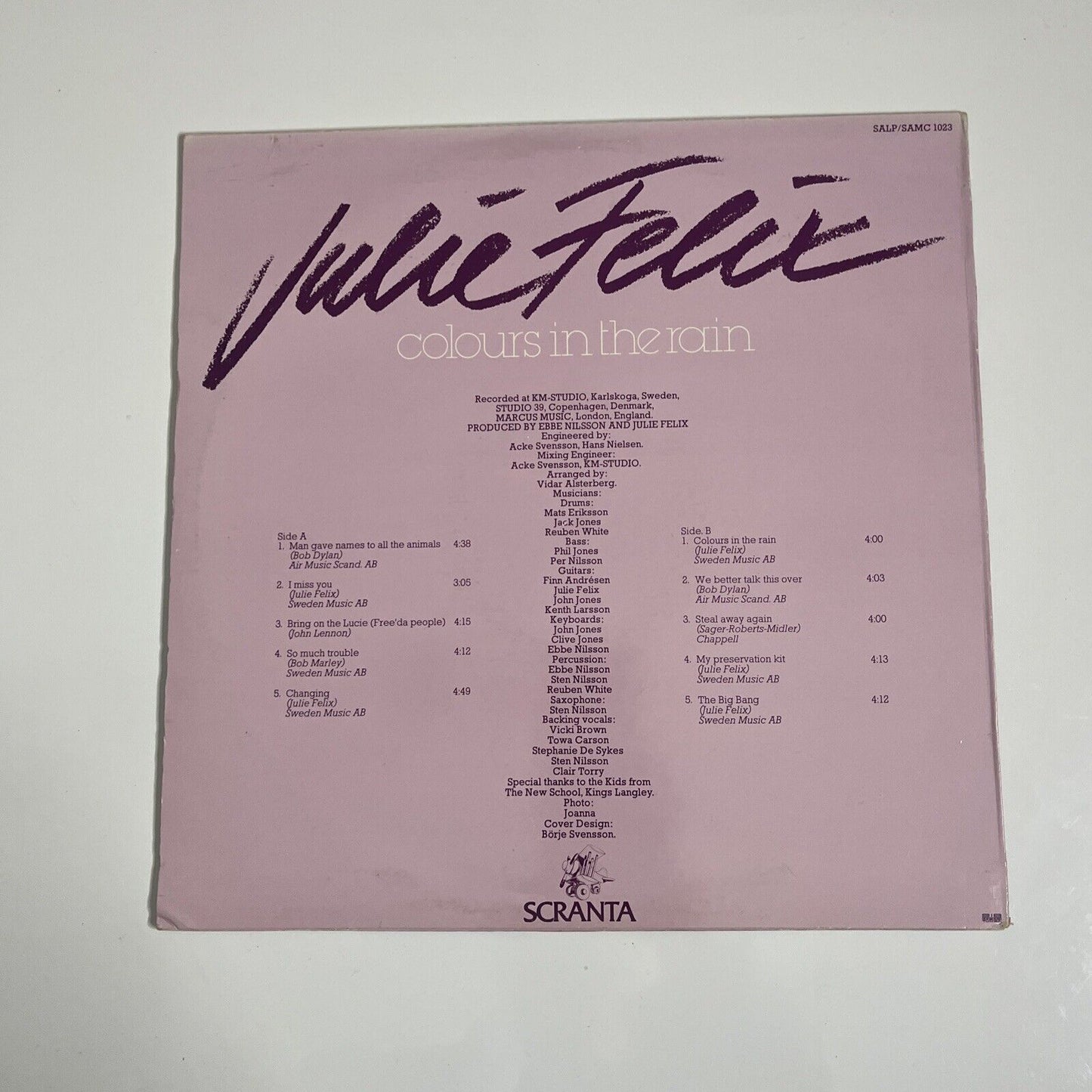 Julie Felix - Colours In The Rain LP 1980 Vinyl Record SALP 1023