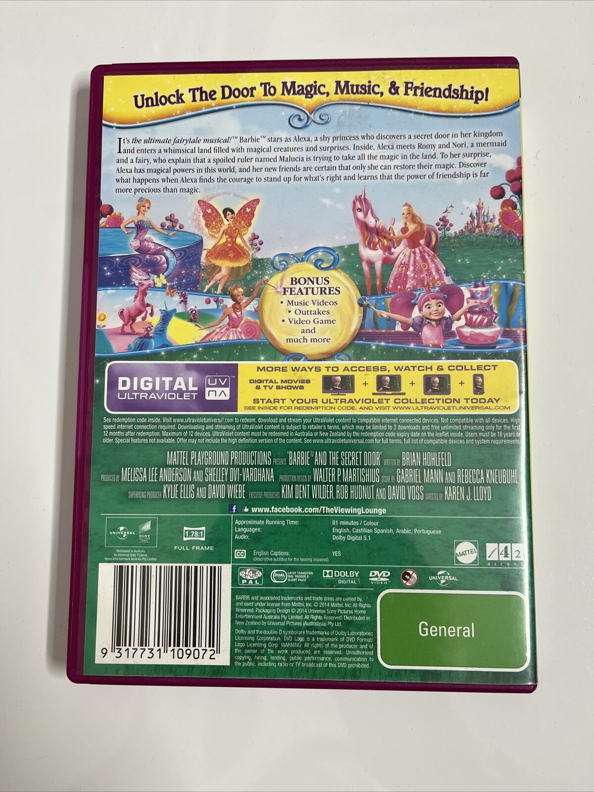 Barbie And The Secret Door  (DVD, 2013) Region 4