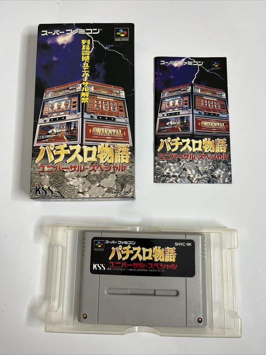 Pachi Slot Monogatari Universal Special Super Famicom SNES NTSC-J JAPAN Complete