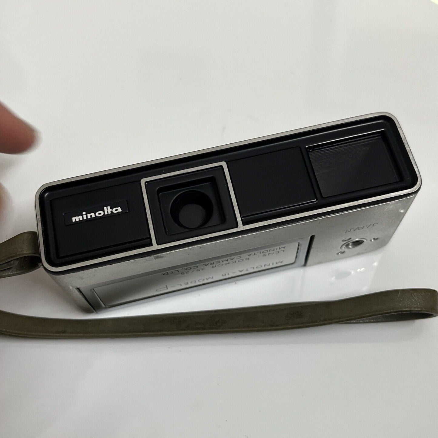 Minolta 16 Film Camera 16mm Model-P Rokkor 3.5/25 Lens Subminiature Made Japan