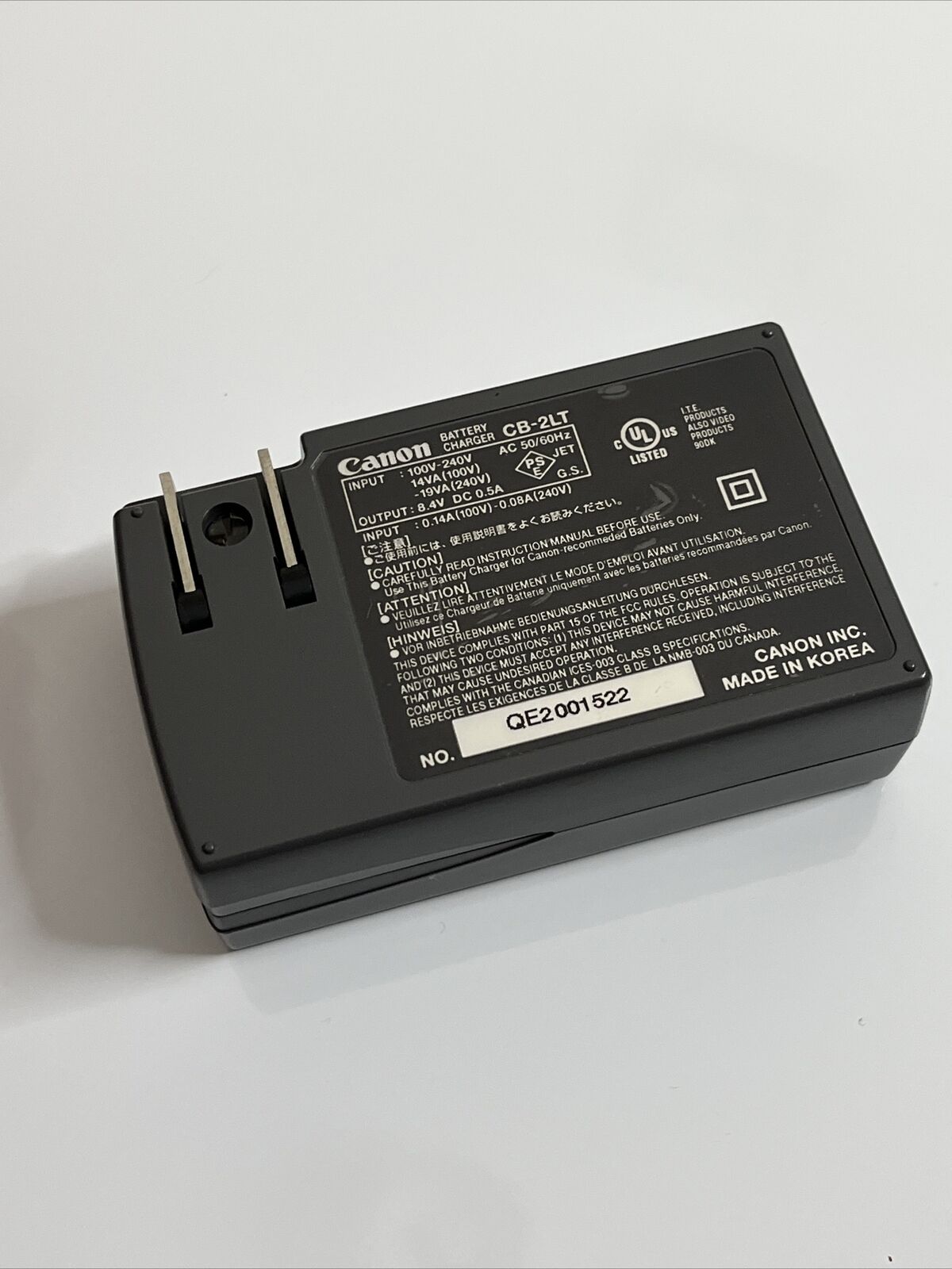 Genuine Canon Camera Battery Charger CB-2LT for NB-2L Battery 100-240V