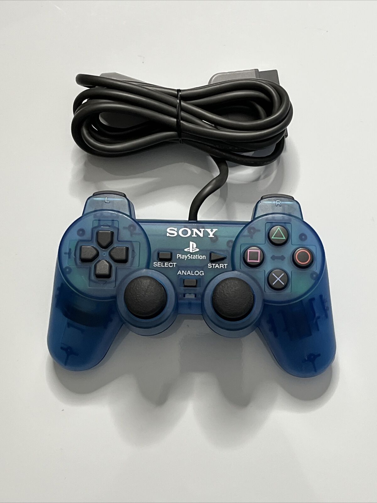 Official Sony PlayStation Dualshock PS1 PS2 Controller Blue Clear SCPH-1200