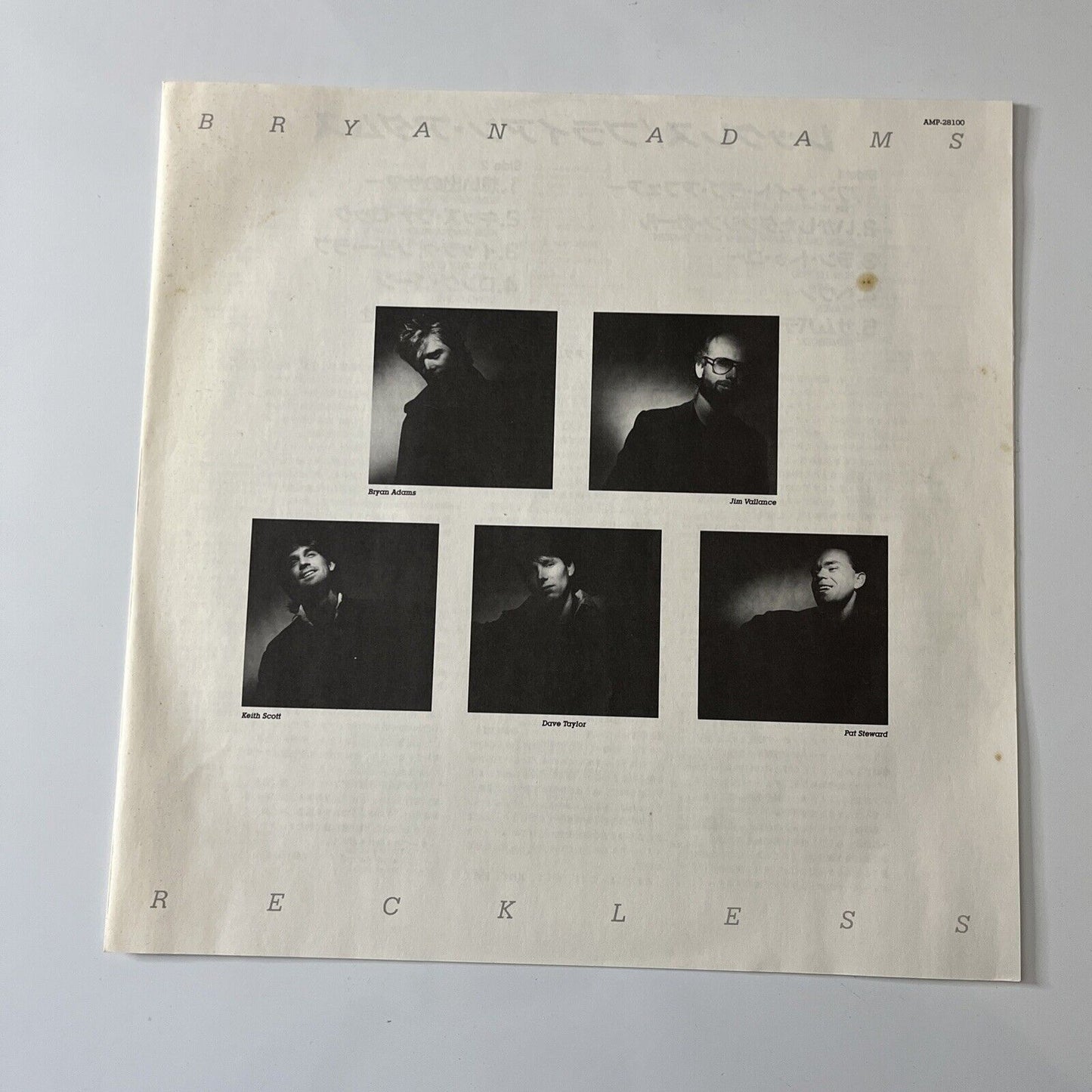Bryan Adams - Reckless LP 1984 Vinyl Record Obi A&M Records AMP-28100