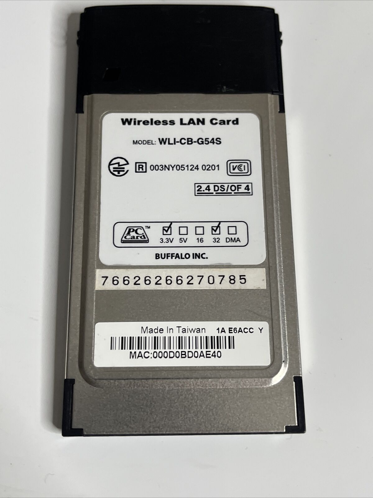 Buffalo Air Station WiFI Wireless Network Card Laptop 54 Mbps PCMCIA WLI-CB-G54