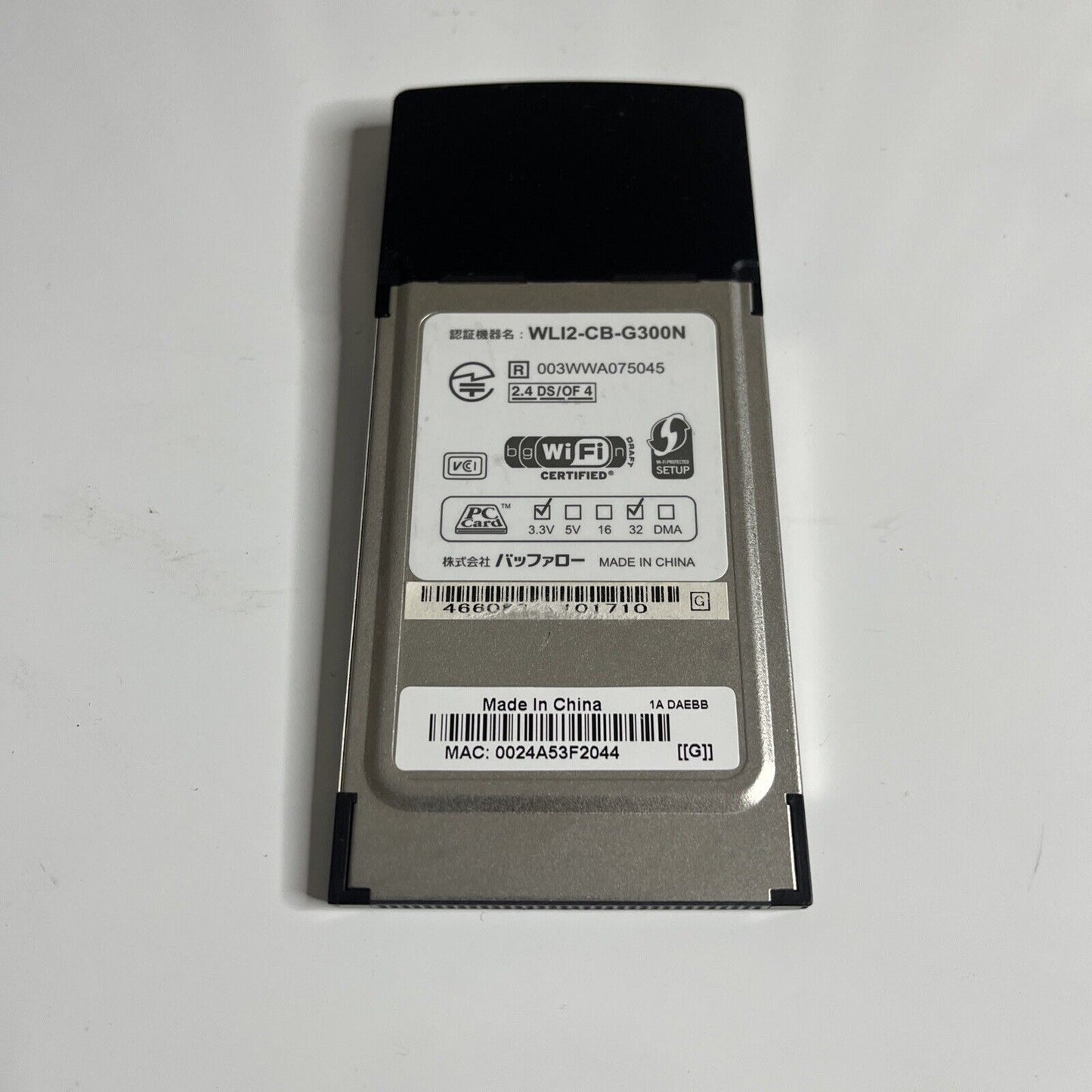 Buffalo Air Station Wireless Network Card PCMCIA Nfiniti 300 Mbps WLI2-CB-G300N