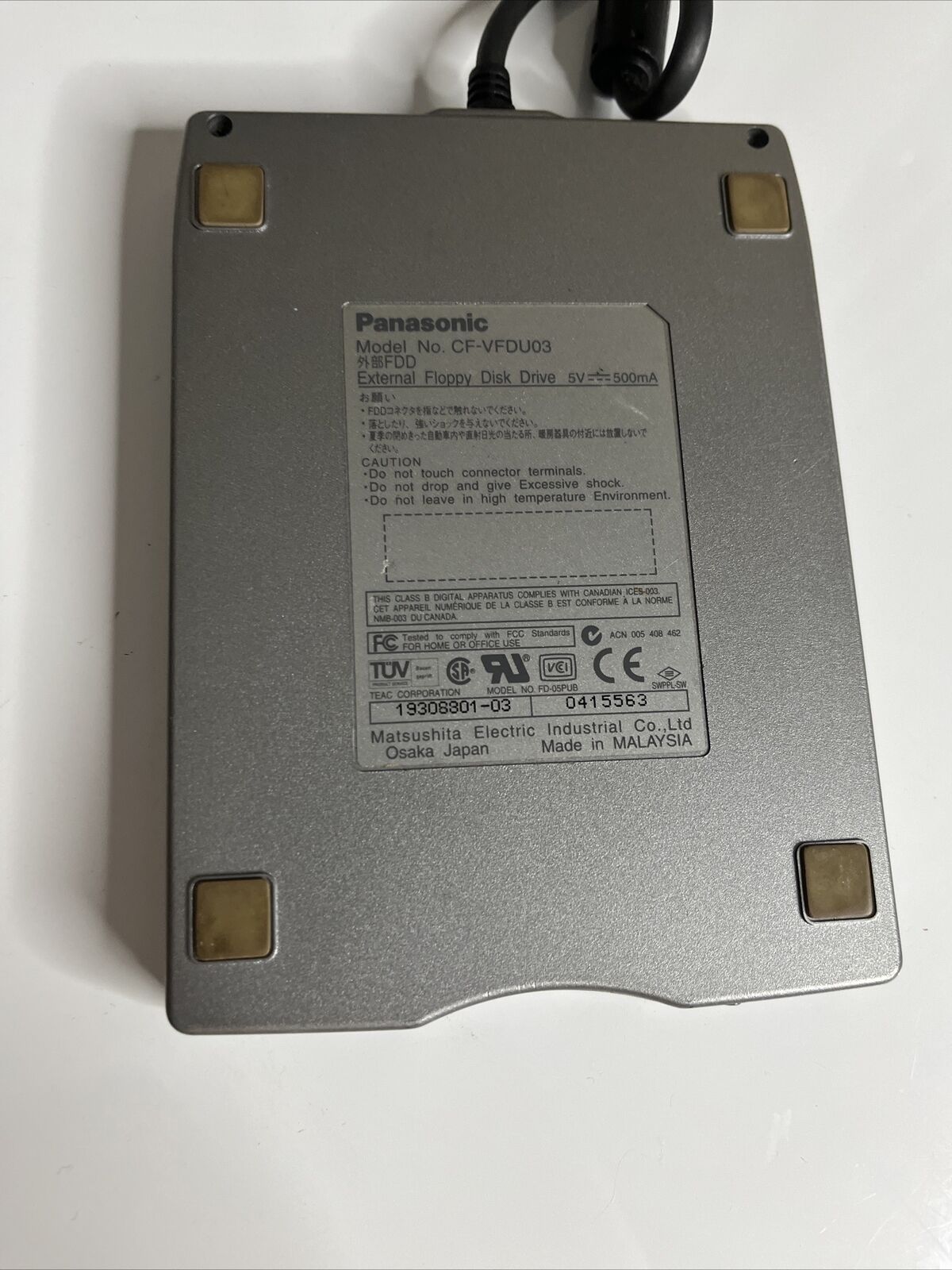 Panasonic External Floppy Disc Drive 3.5" FDD USB Powered CF-VFDU03