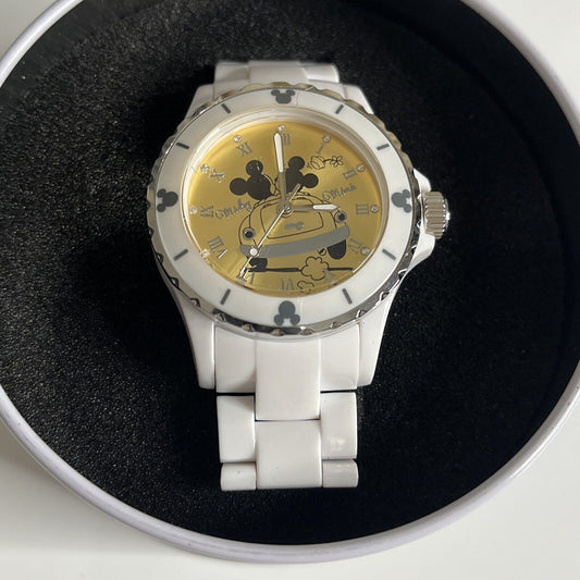 Disney Mickey and Minnie Mouse Watch Unisex White Band 1006166 NEW