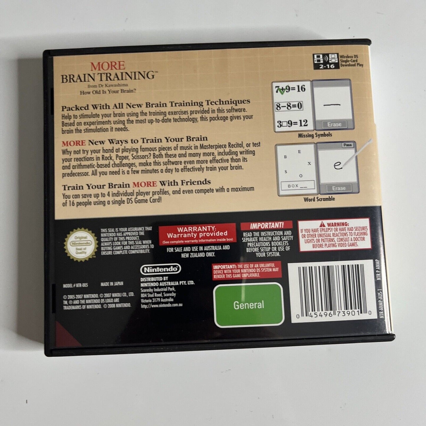 More Brain Training  Nintendo DS NDS Game Complete with Manual