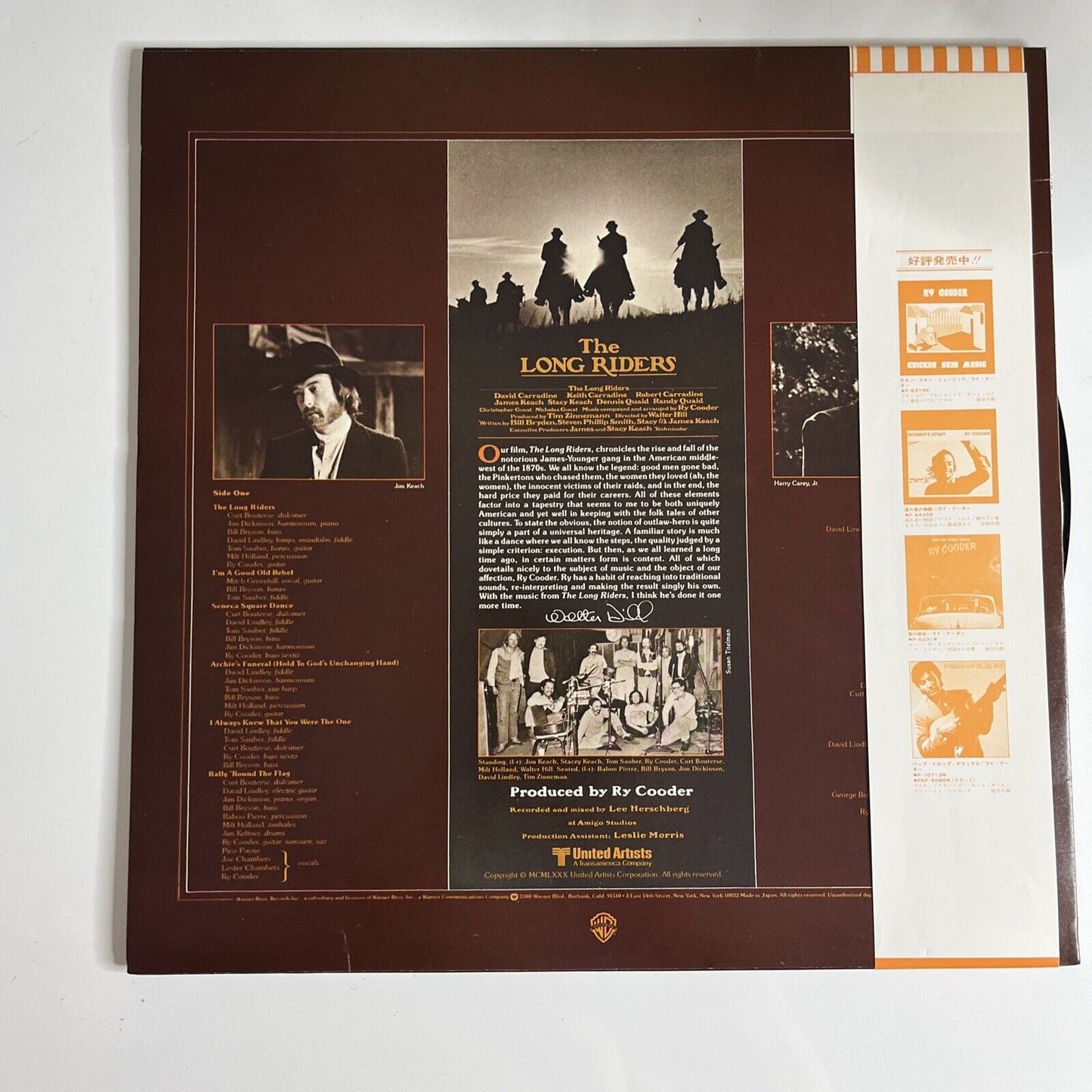 Ry Cooder - The Long Riders Film Soundtrack LP 1980 Vinyl Record Obi P-10852W