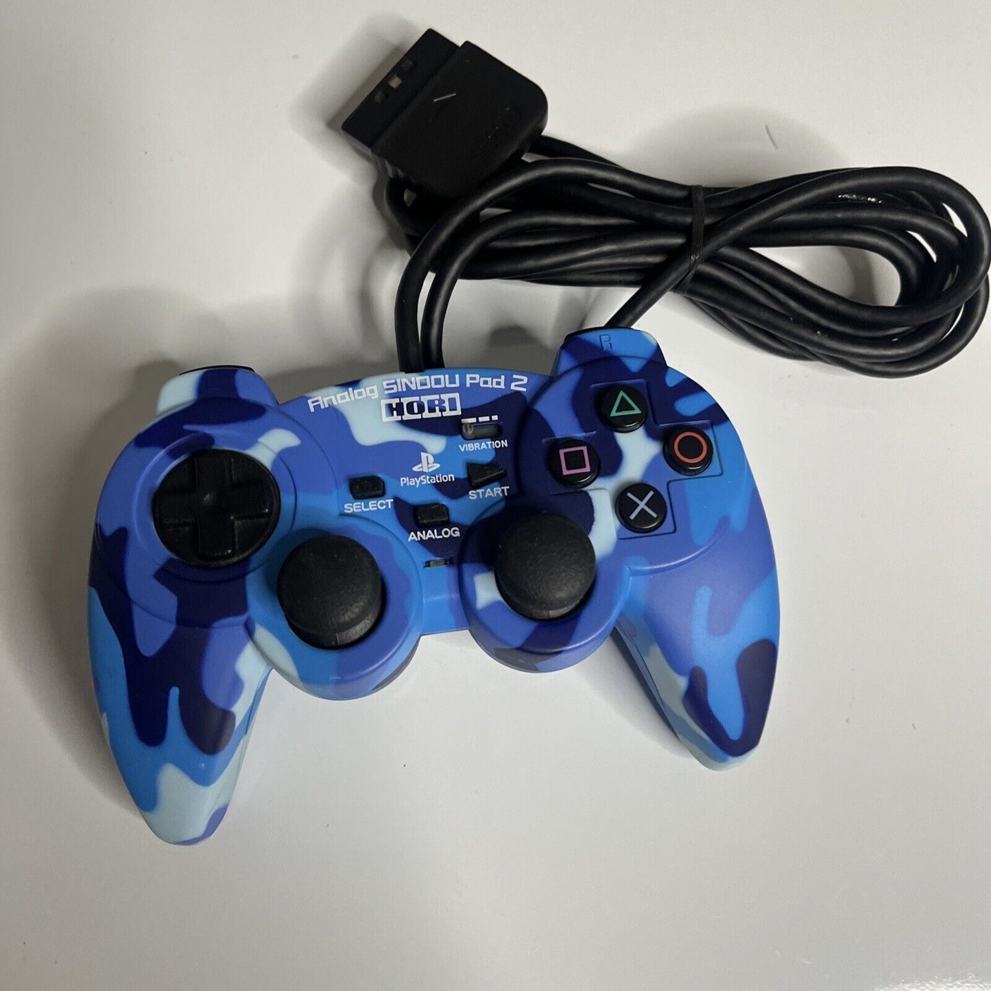 Sony Hori Analog Sindou Pad 2 PlayStation PS1 PS2 Controller Camouflage Blue