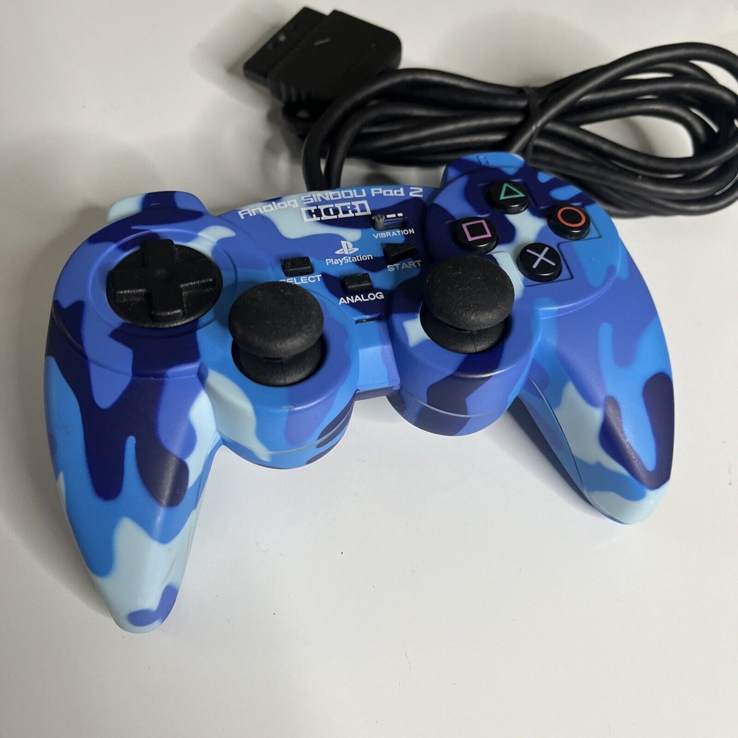 Sony Hori Analog Sindou Pad 2 PlayStation PS1 PS2 Controller Camouflage Blue