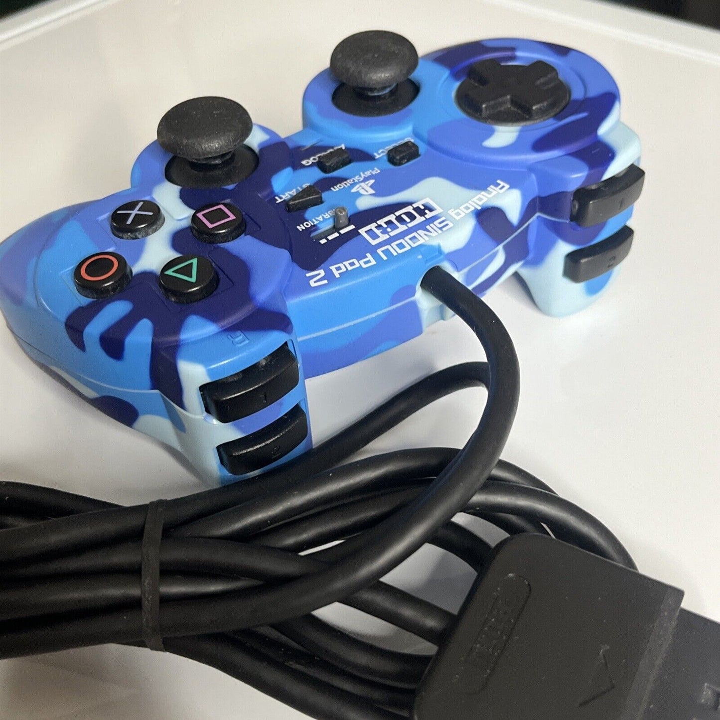 Sony Hori Analog Sindou Pad 2 PlayStation PS1 PS2 Controller Camouflage Blue