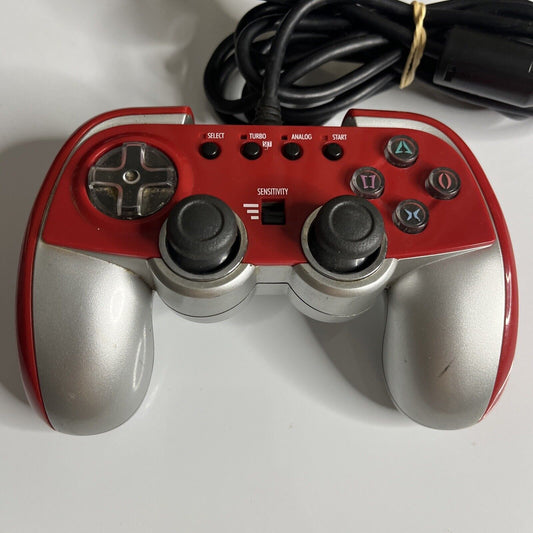 Cyber Gadget Sony PlayStation 2 PS2 Auto-fire Controller Red Silver