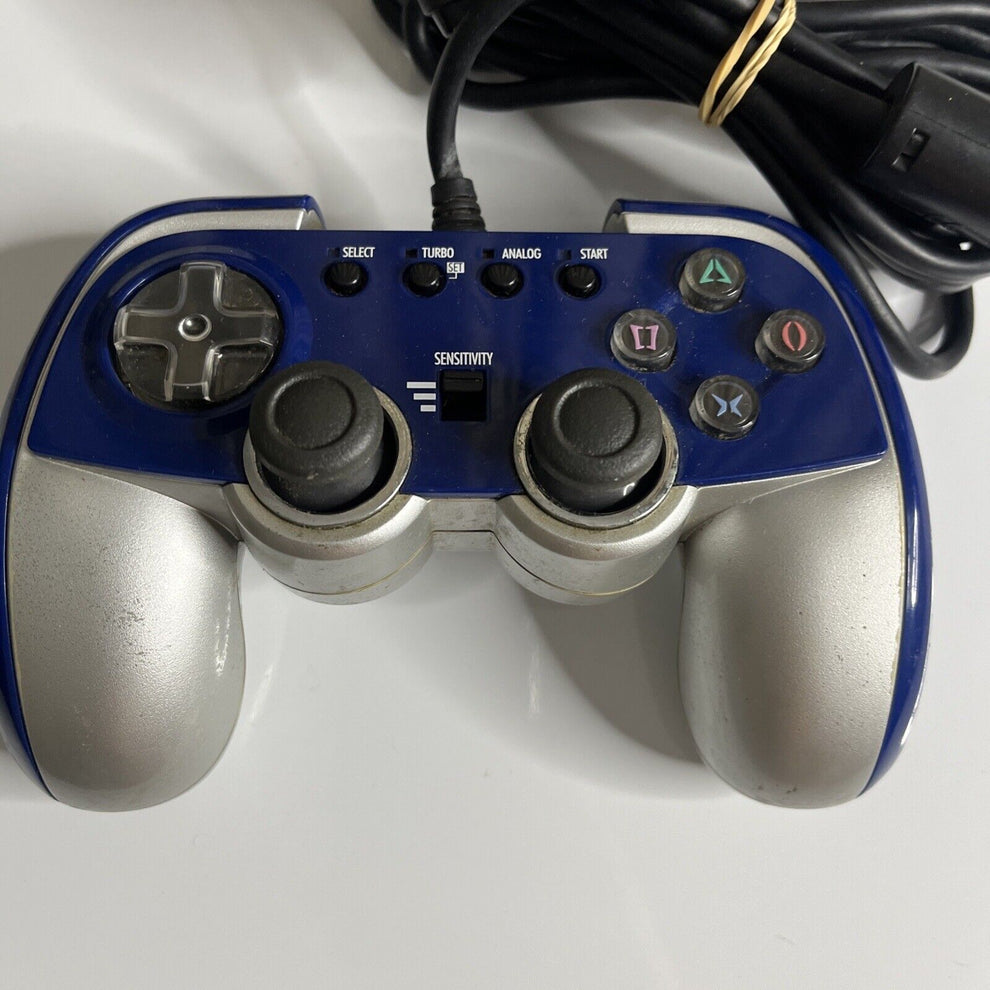 Cyber Sony PlayStation PS2 Controller with Autofire Blue – Retro Unit