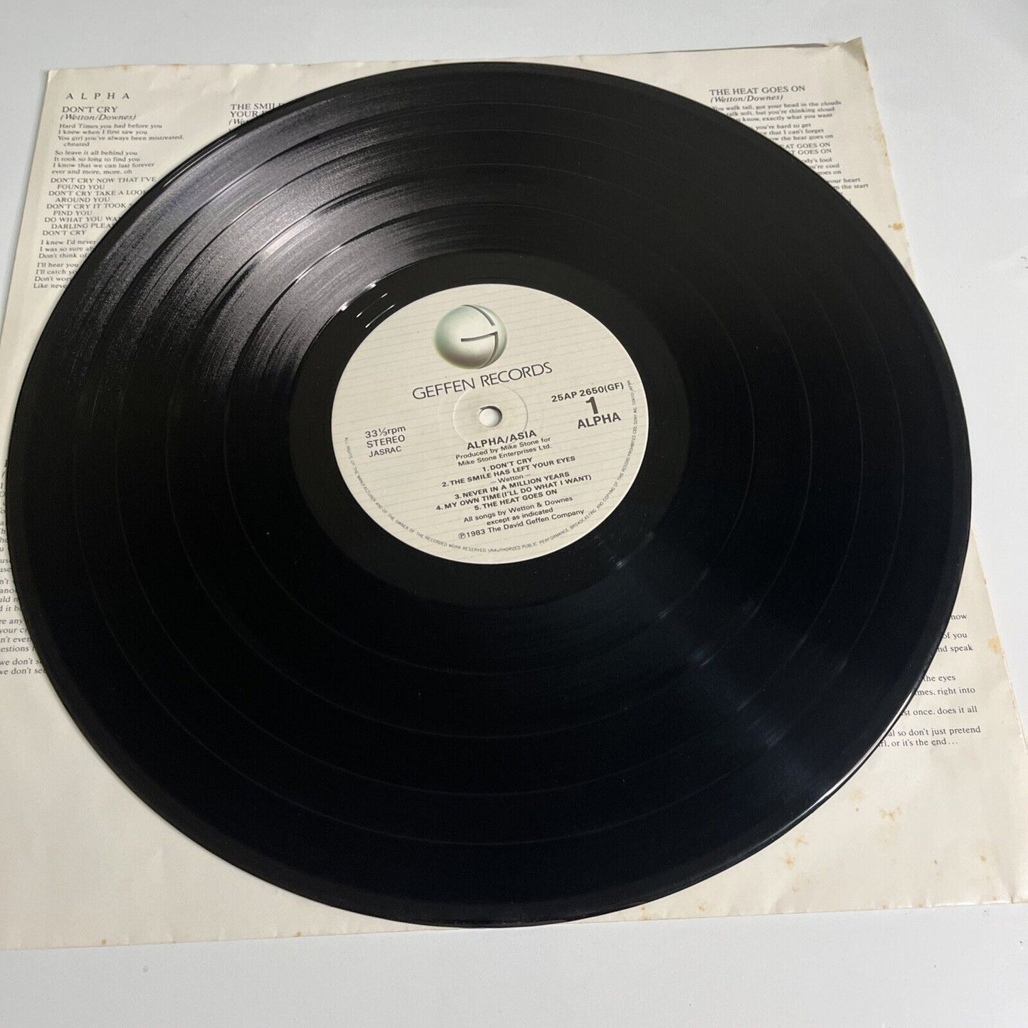 Asia – Alpha LP 1983 Vinyl Geffen Records 25AP 2650