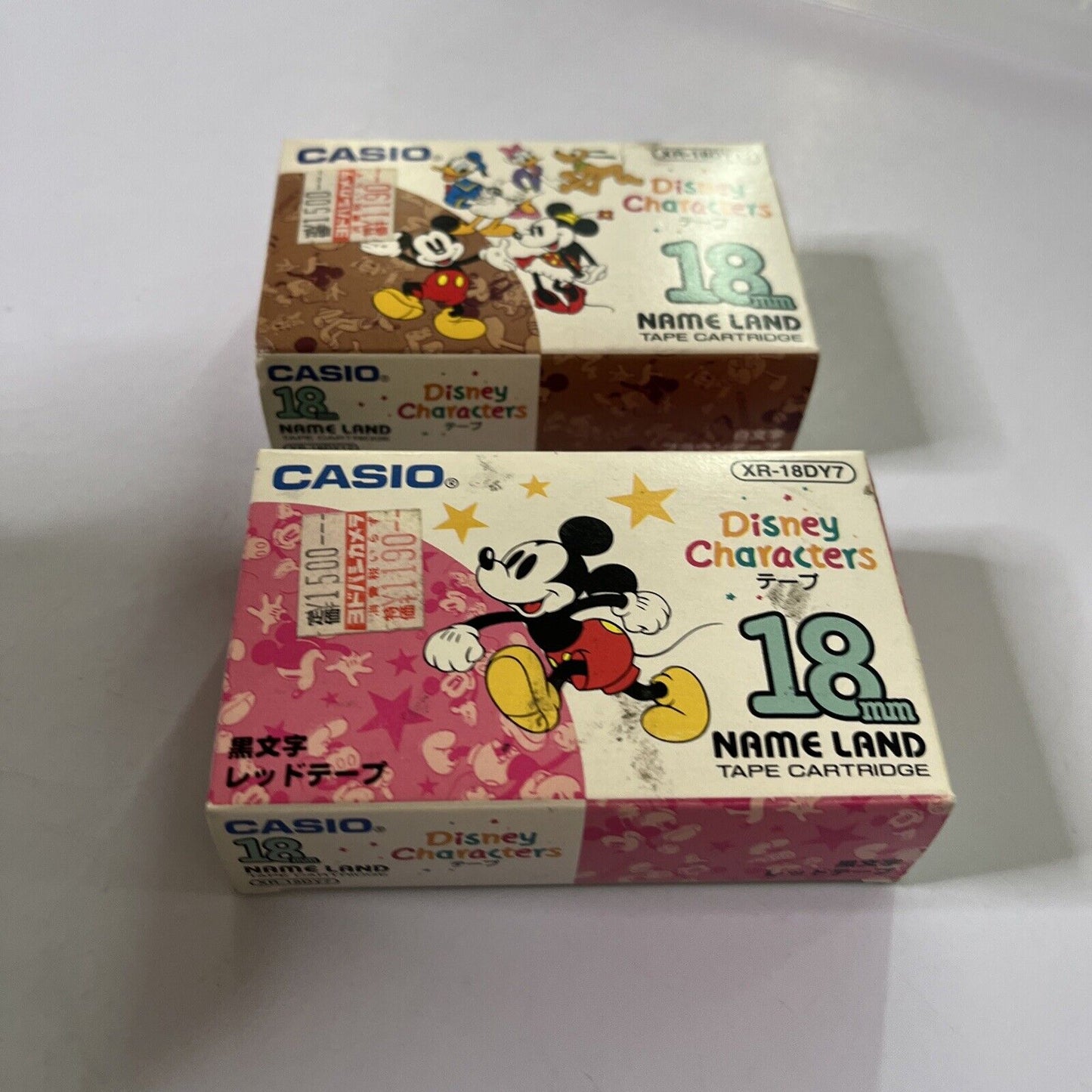 2x Casio Disney Name Land 18mm Tape Cartridge Disney Characters Made Japan NEW