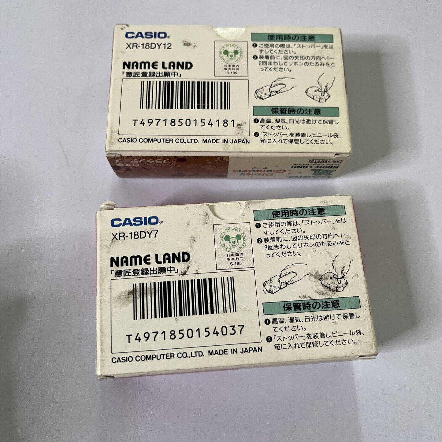 2x Casio Disney Name Land 18mm Tape Cartridge Disney Characters Made Japan NEW