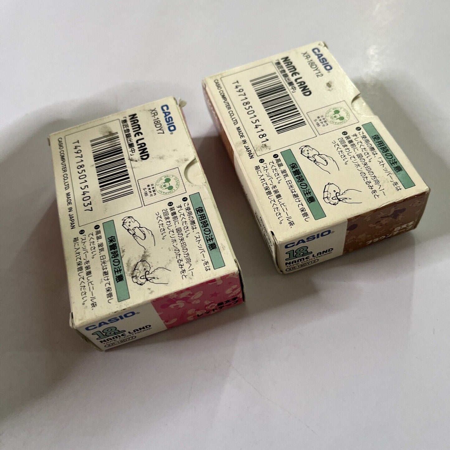 2x Casio Disney Name Land 18mm Tape Cartridge Disney Characters Made Japan NEW