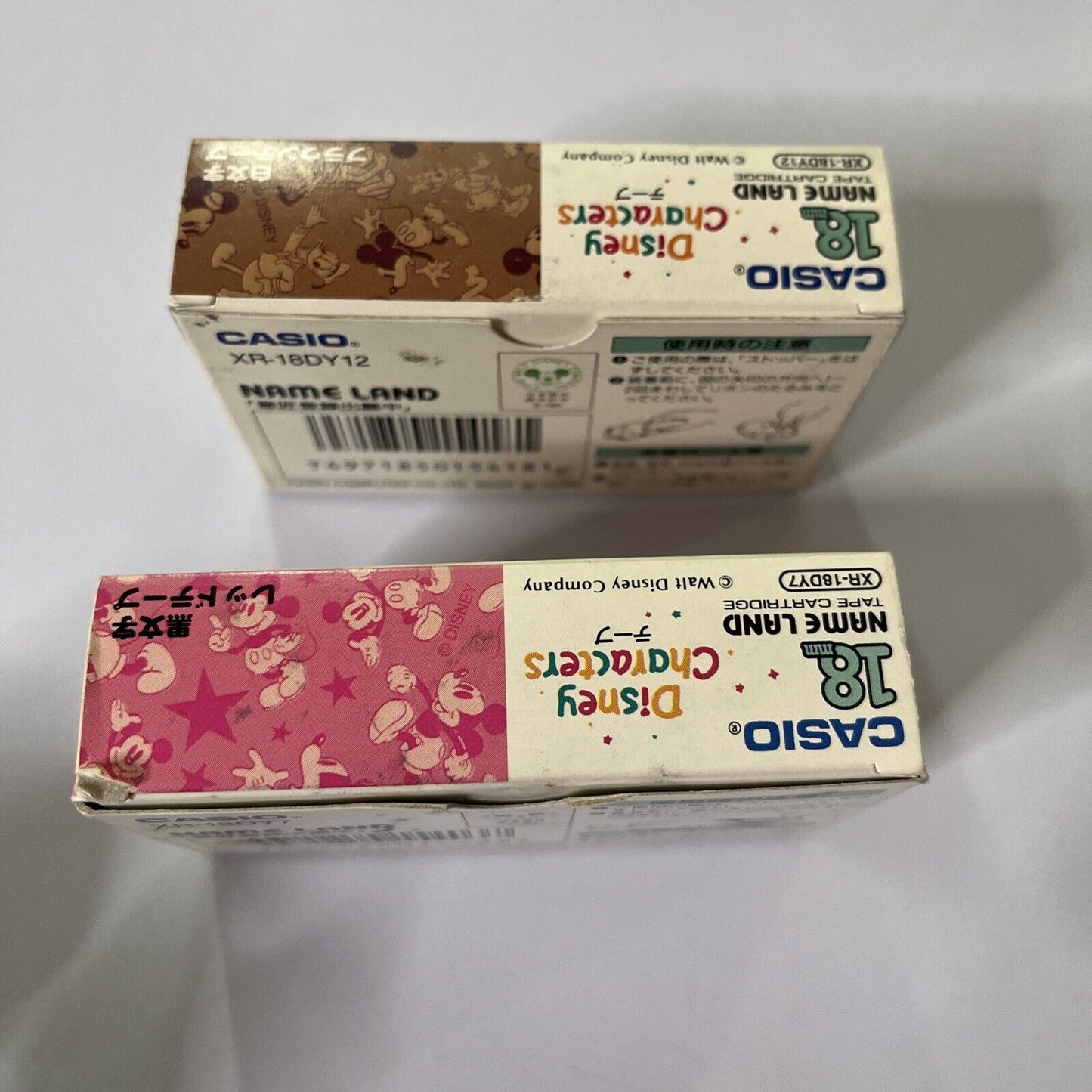 2x Casio Disney Name Land 18mm Tape Cartridge Disney Characters Made Japan NEW