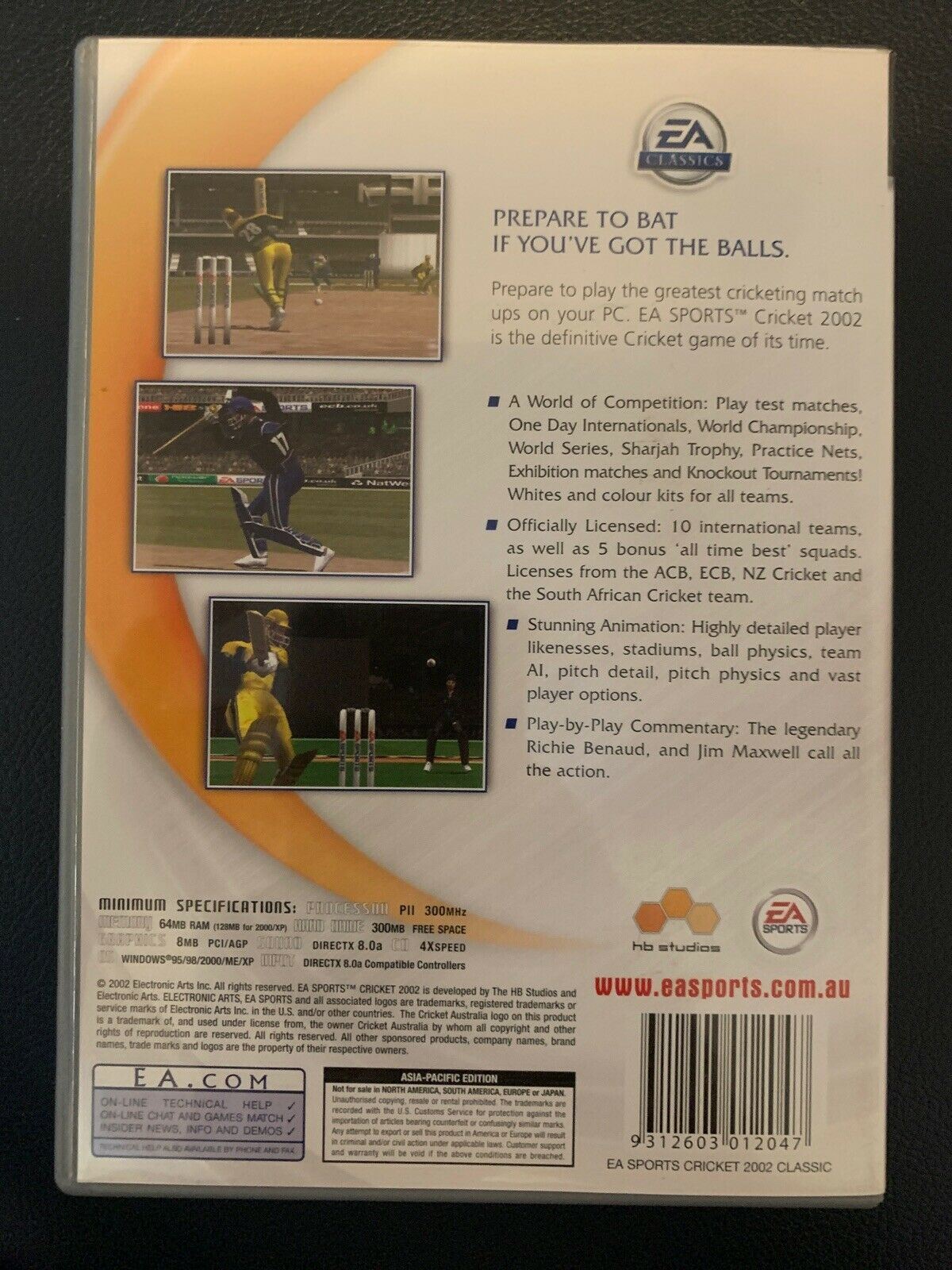 EA Sports Cricket 2002 PC CDROM For Windows - Fully Licenced International Team