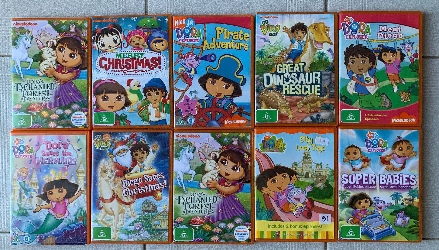 10x DVD's Dora The Explorer & Go Diego Do Set DVD