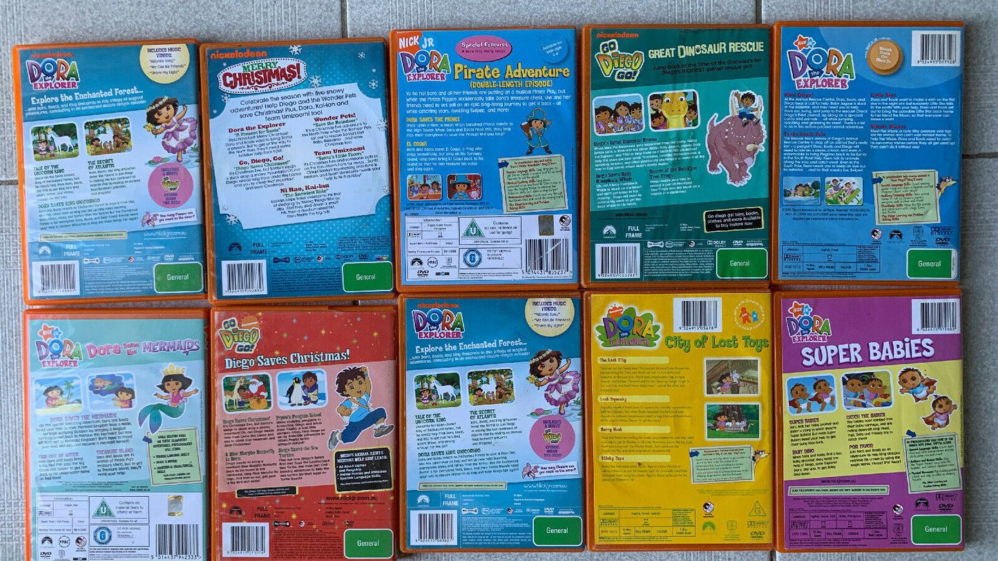 10x DVD's Dora The Explorer & Go Diego Do Set DVD