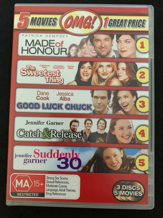 5 Movie Dvd Pack : Catch And Release, Good Luck Chuck, Made Of Honour