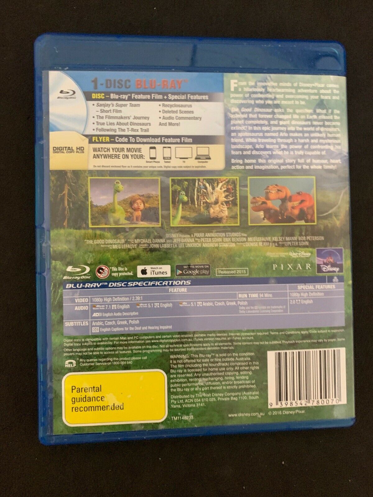 The Good Dinosaur (Blu-ray) Disney Pixar Film Region B