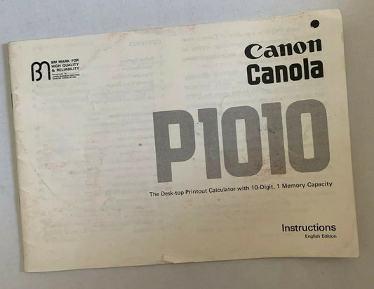 Canon Canola P1010 Instructions Manual English Edition