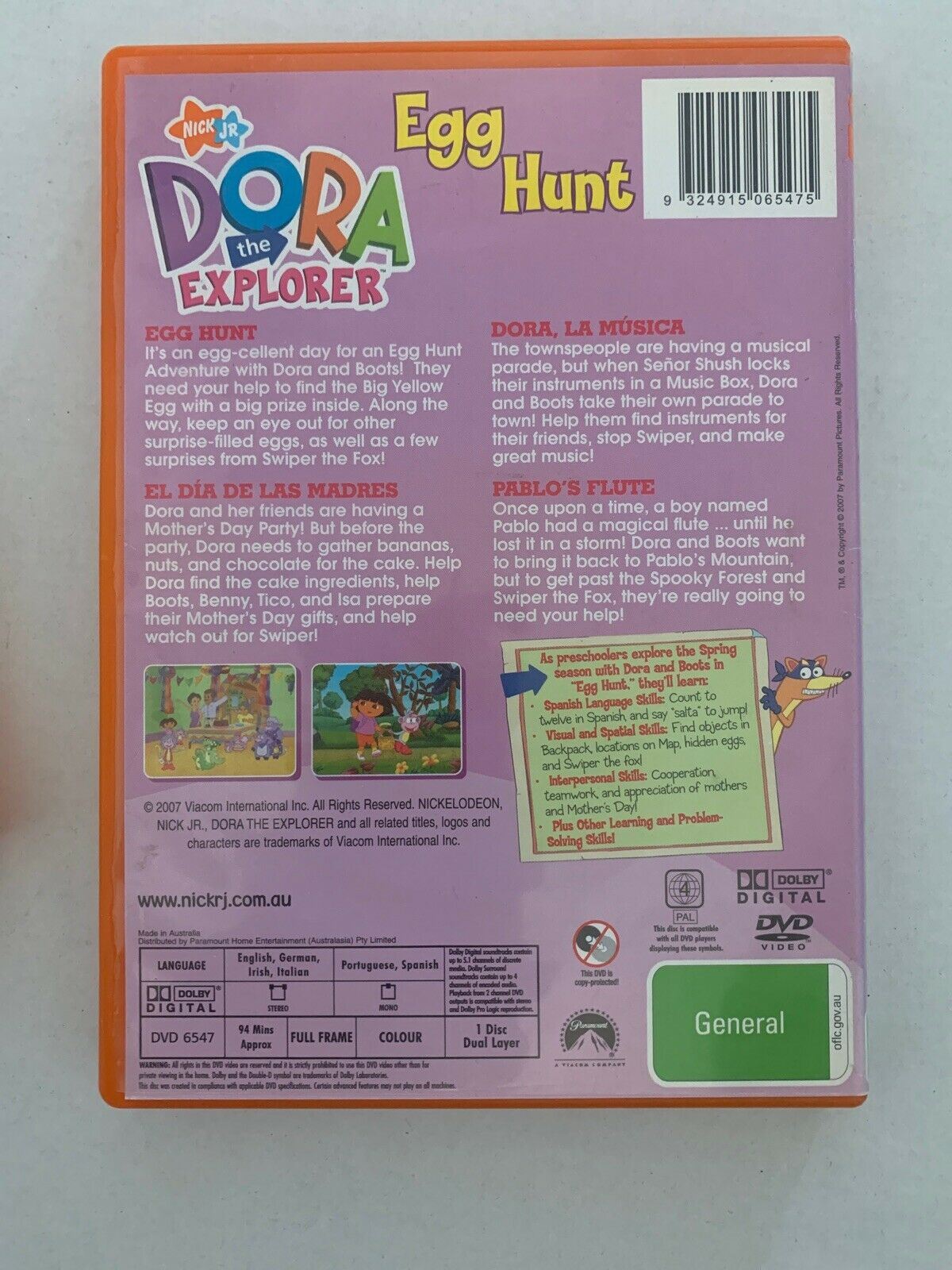 6x Dora The Explorer DVD Pack - Rhymes Riddles, Egg Hunt, Best Friends, Dance