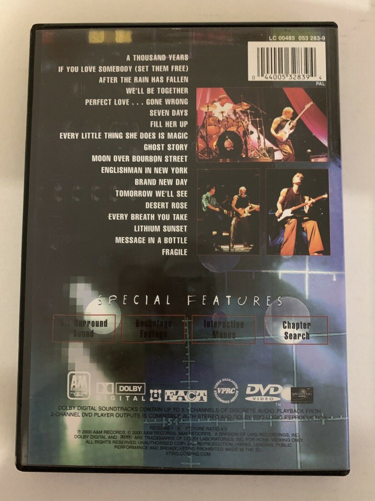 Sting - The Brand New Day Tour - Live From Universal Amphitheatre (DVD, 2000)