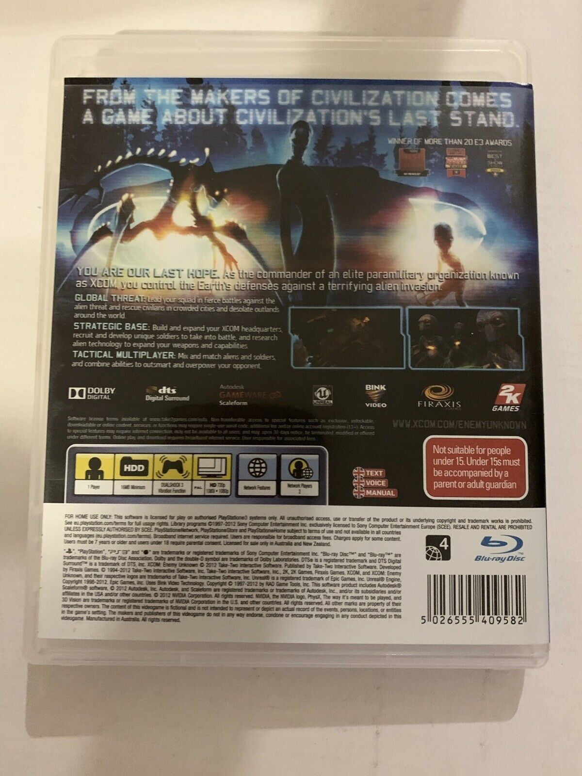 XCOM Enemy Unknown Playstation 3 PS3 With Manual