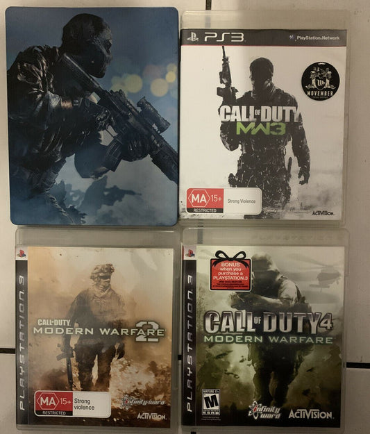 4x Call Of Duty PS3 Games: Ghosts, Modern Warfare 2, 3, 4 Sony Playstation 3